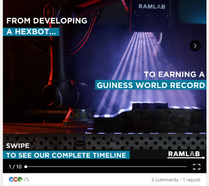 RAMLAB LinkedIn carousel: from developing a Hexbot to earning a Guinness World Record